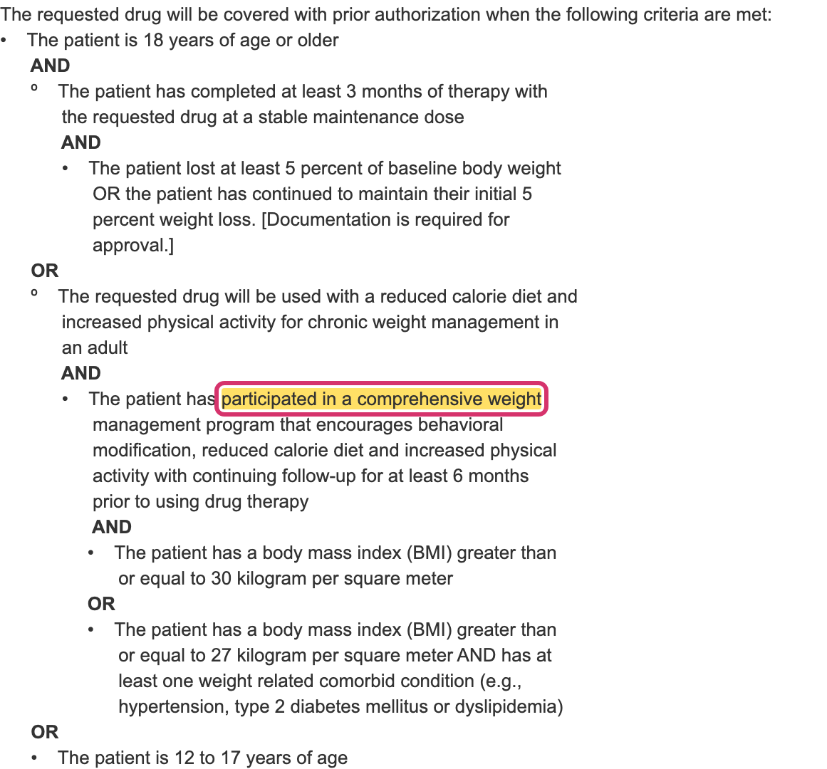 Aetna Wegovy policy 4774-A coverage criteria requiring six months in a weight management program before drug therapy